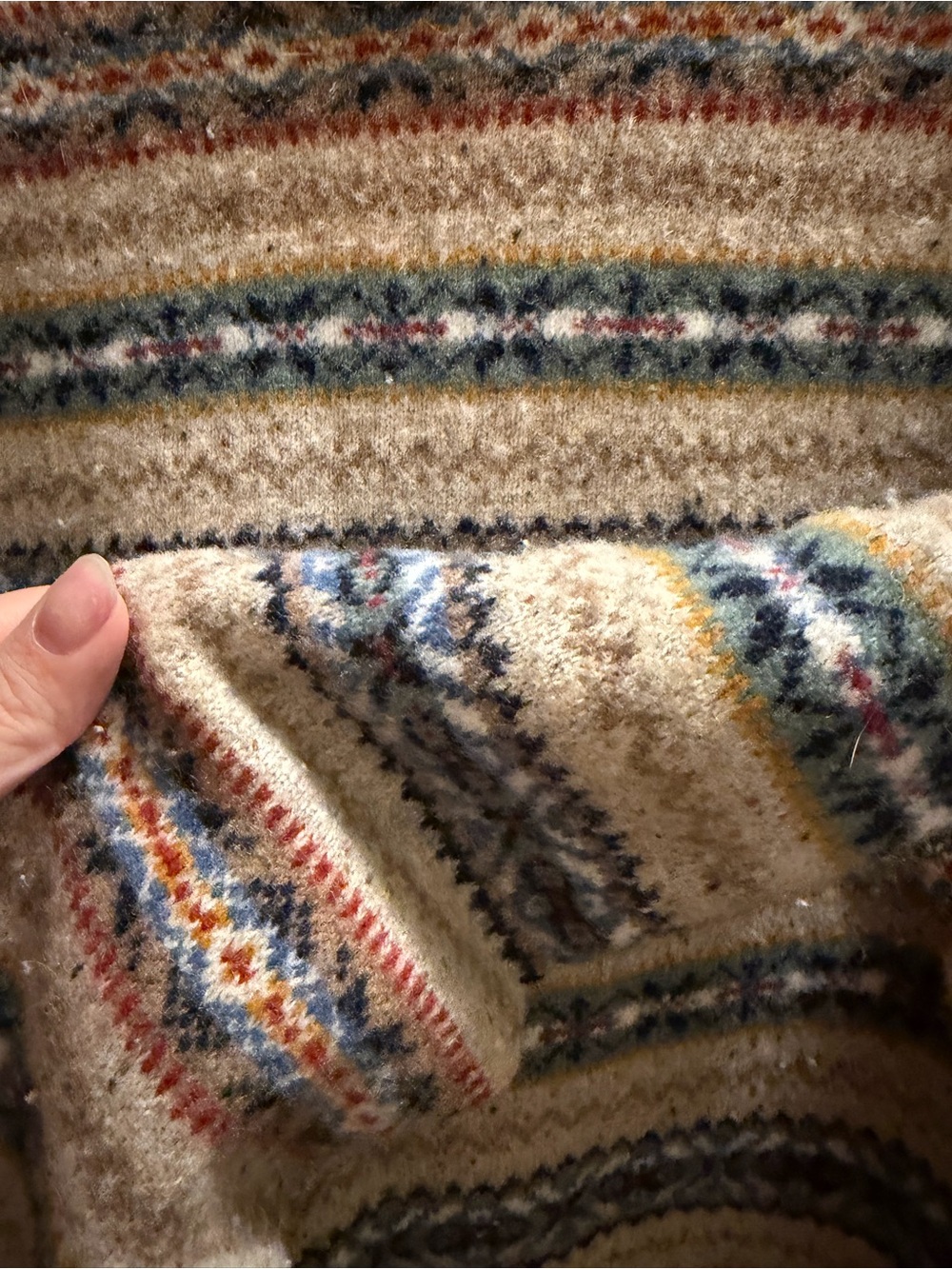 J. Crew Cream Fair Isle Crewneck Sweater with Blue & Green Accents - Picture 4 of 4